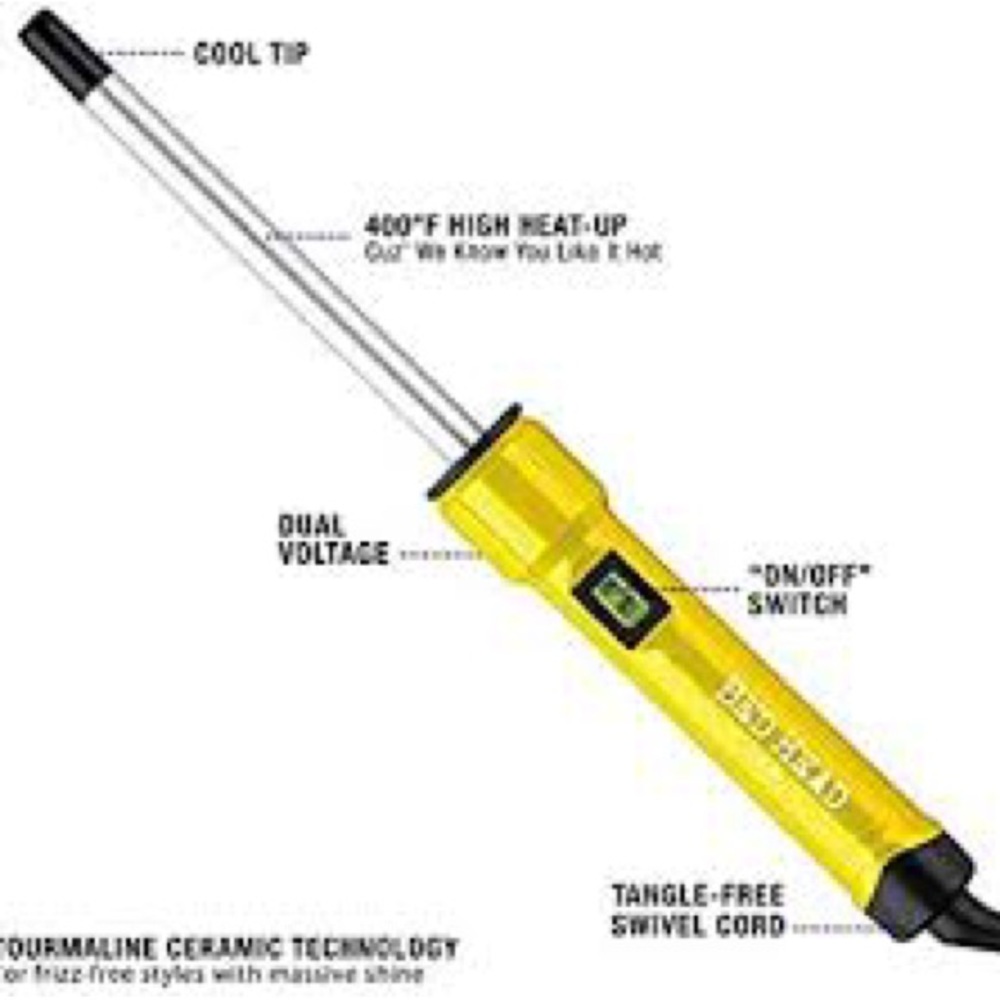 BEDHEAD 1/2 inch curling wand- yellow
